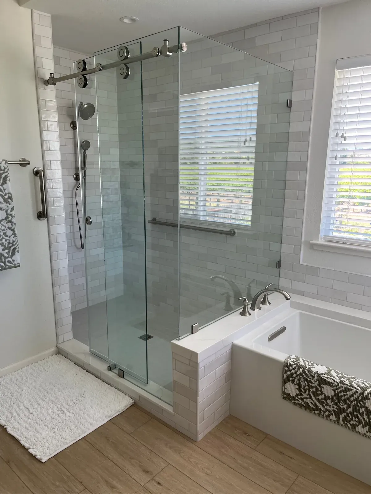Modern frameless glass shower enclosure